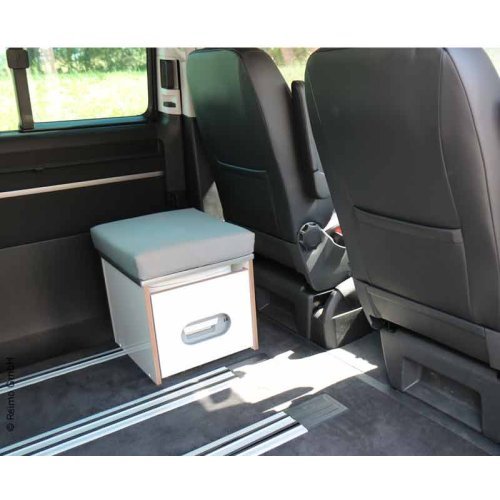 VW T6, VW T5 Porta Potti box high-gloss white including upholstery (light grey)