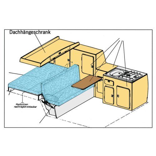 VW T3 roof storage box for Jolly kit made of natural poplar plywood