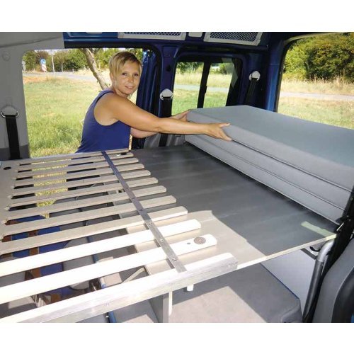 VW Caddy LR Active extendable slatted bed with upholstery and covers