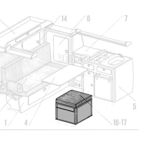 VW T3 Porta Potti Storage box Granitto laminate as kit