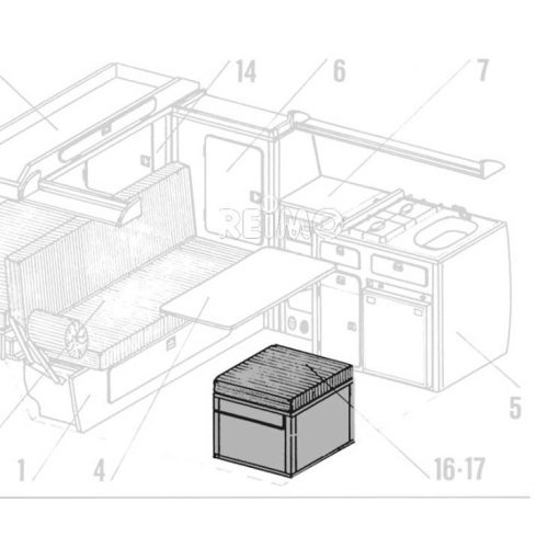 VW T3 side seat for electric heater Granitto laminate as kit