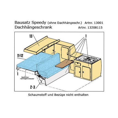 VW T3 roof storage box incl. support plate for mounting the kit
