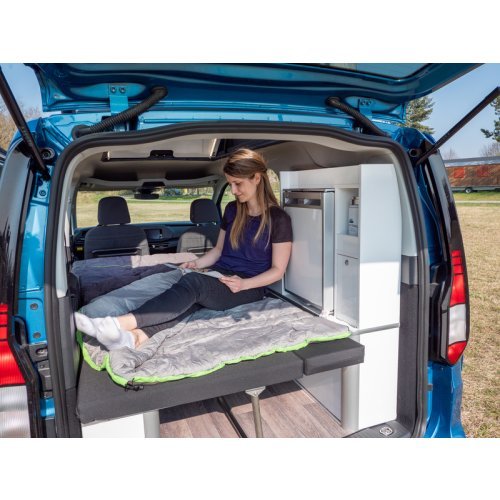 Camp bed with folding bench seat for VW Caddy 5 L2