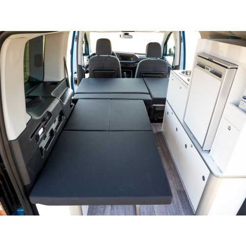 Camp bed with folding bench seat for VW Caddy 5 L2