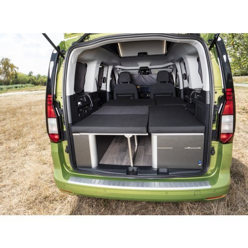 Bed with folding bench seat for VW Caddy LR (from 5/20) / Ford Connect LR (from 2023) - Weekender 2