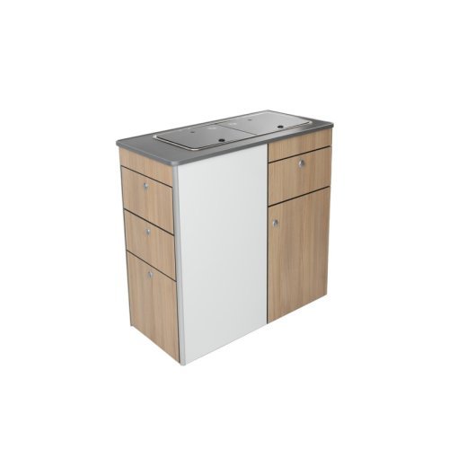 Kitchen block for Mercedes Sprinter - Black top - Apple / White