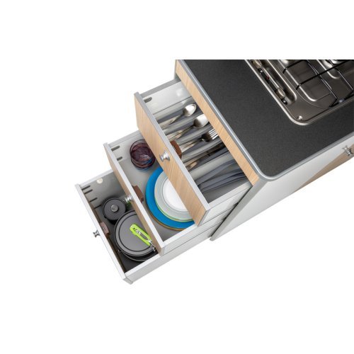 Kitchen block for Mercedes Sprinter - Black top - Apple / White