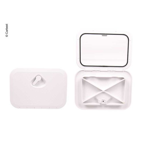 Revision flap with locking device white, 2 locking bolts 606x353mm