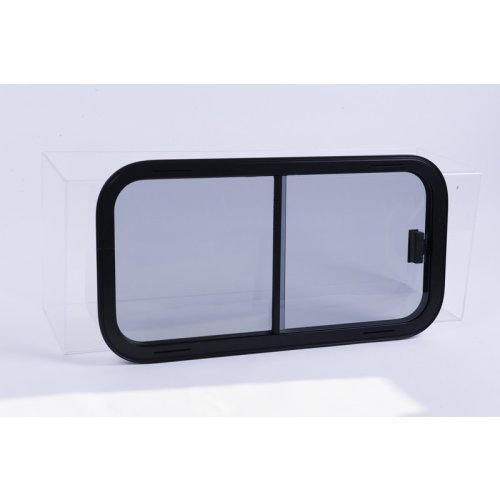 Safety glass sliding window frame black 800x400mm, glass grey