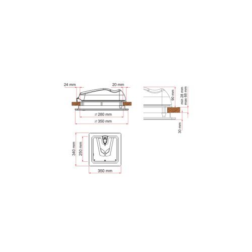 Dachhaube Vent 28F 28x28
