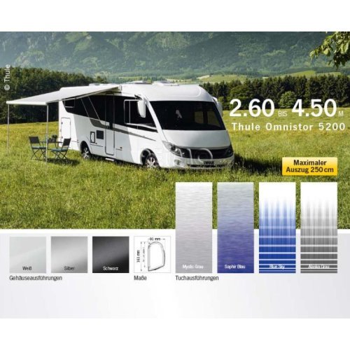 Awning Omnistor 5200, 4,5m, Alaska grey, white housing