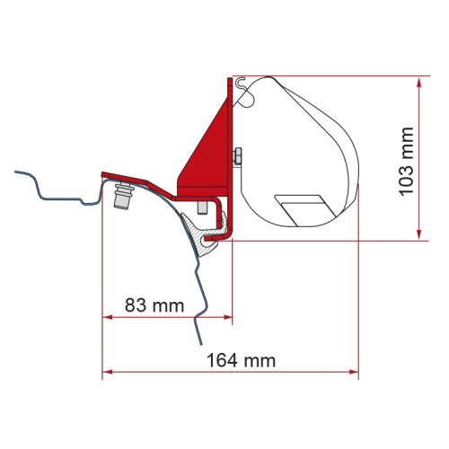 Awning adapter for Fiamma F35pro/F45s VW T5/T6/T6.1 with Reimo Multirail - removable