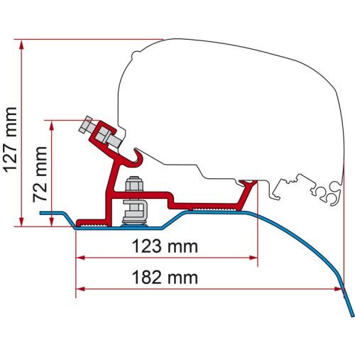 Adapter for roof awnings F65, F65s and F65L 400 cm - For Fiat Ducato and the like from 2006