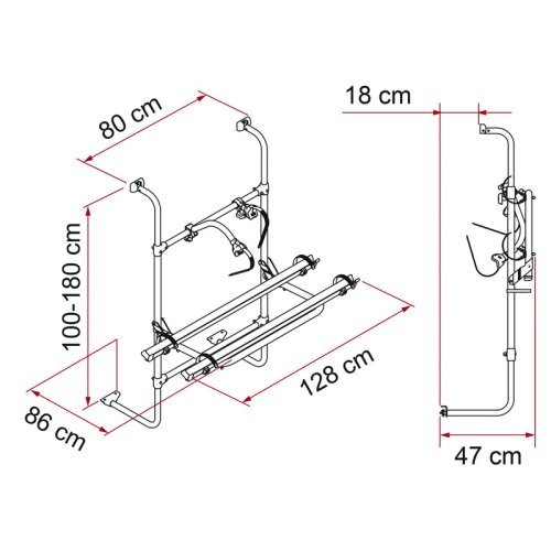 Aluminium rear tr.Carry Bike cpl.f.2 wheels Bürstner Caravan