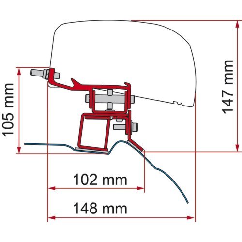 Adapter for roof awning F40van Mercedes V-class from 2014