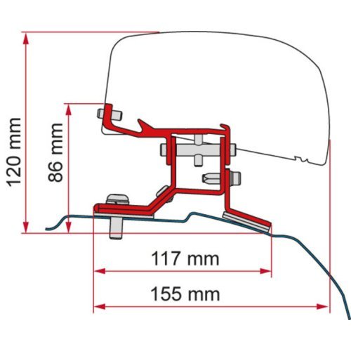 Adapter for roof awning F40van Ford Transit Custom long wheelbase