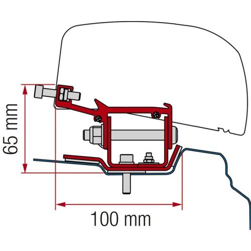 Adapter for roof awning F40van Renault Trafic from 2014 short wheelbase