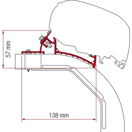 Adapter awning F65L and F80S Arca Mobilvetta