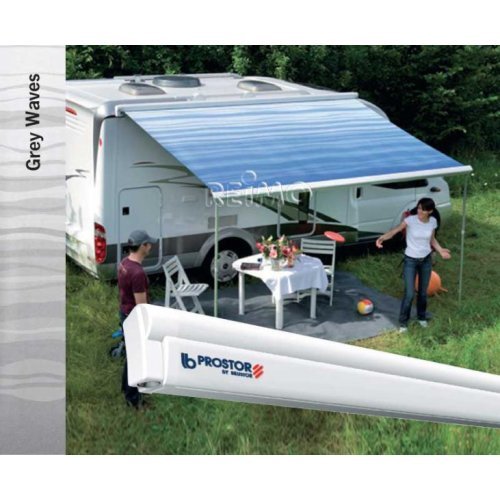 Awning Prostor 550*4,5m, case white, cloth Grey Waves