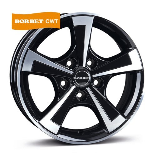 15" alloy rim CWT Black polished glossy - For caravans or trailers