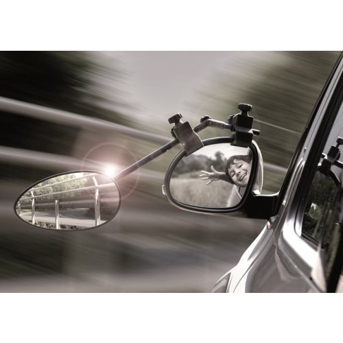 Caravan mirror, clip on mirror, with flat glass