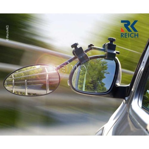 Caravan mirror, clip on mirror, with flat glass