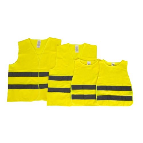 Safety vest set yellow, 2x adults (1xXL/1xXXL) + 2 children