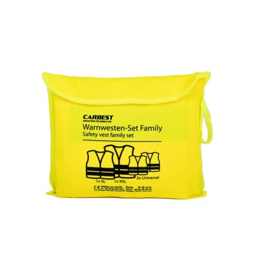 Safety vest set yellow, 2x adults (1xXL/1xXXL) + 2 children