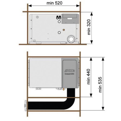 Alde warm water heating Compact 3020 3kW cpl. with wall chimney and accessories