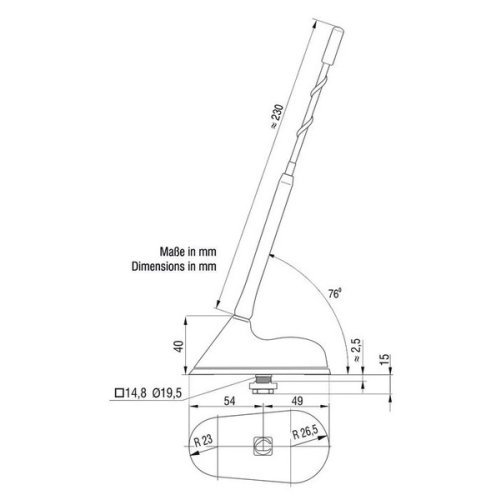 12V roof antenna for panel vans with a metal roof