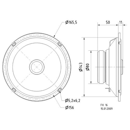 2-way-coaxiall loudspeaker with standard basket 6,5'