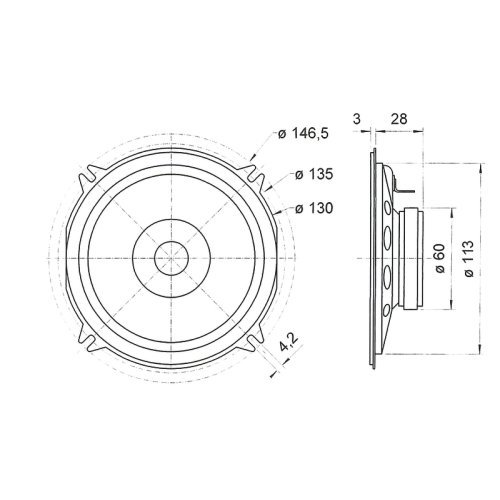 Broad band loudspeaker with inverse corrugation (5')