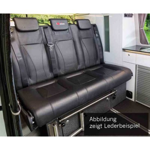 Sleeping bench VW T6 CityVan V3000 size 14 3-seater, upholstery leather 2 colours right.