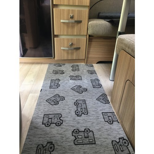 Living room carpet 50x150cm grey, pattern, 45% polyester/55% cotton