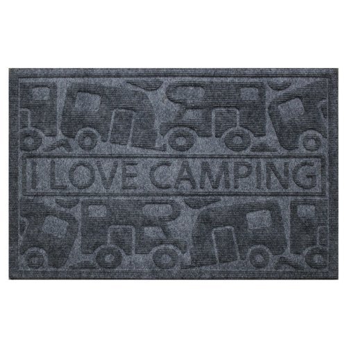 Foot mat KERA KAMP 40x60cm, grey, PP/Rubber, Motive: Motorhome/Caravan