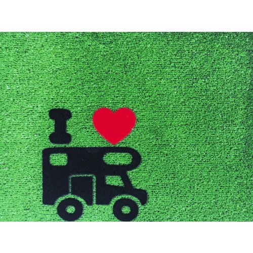Doormat GREEN FLOCK motorhome 40x60cm, green, PP/rubber
