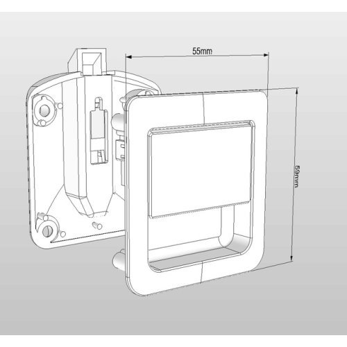Snap lock 55 x 59 mm for door thicknesses 12 - 18 mm - Matt Chrome / Black