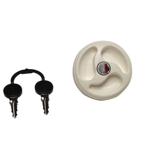 3-handle tank lock with cylinder and 2 keys - White