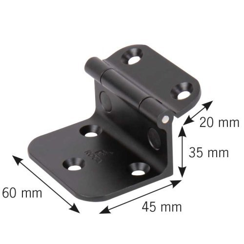 Angle fitting for table top holder, aluminium, black anodised, 55x45mm