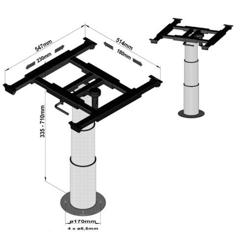 Single column lift rack - displacement X = 180 mm &amp; Y = 230 mm