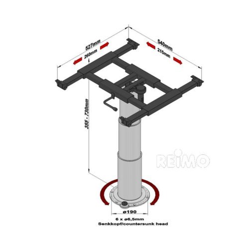 Single column lift frame 355-730 mm - stroke 375 mm