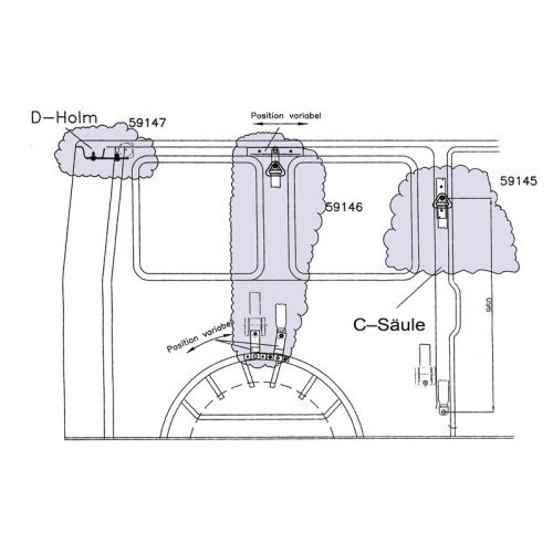 3-point seatbelt adapter for VW T5 box van, set 1