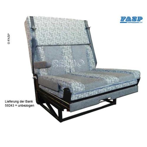 Seat/sleeper bench, one side armrest, 3-point belts, bed:1700x1000mm