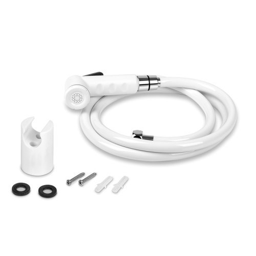 Shower set white with locking lever, 150 cm