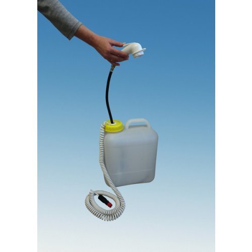 12 V camping / dog shower with wide neck canister