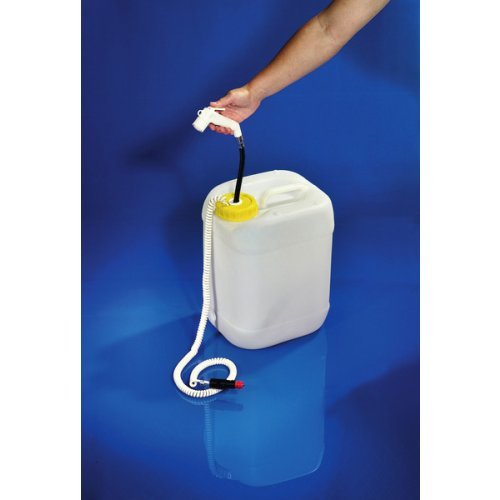 12 V camping / dog shower with wide neck canister