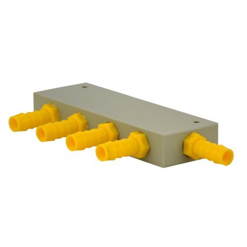 WhiteYellow water manifold block 4 outlets for 10 mm hose