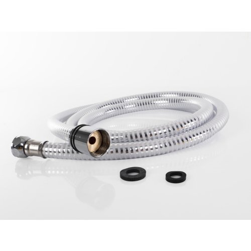 Shower hose white with metal effect