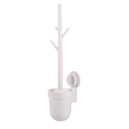 Toilet brush with suction cup, white