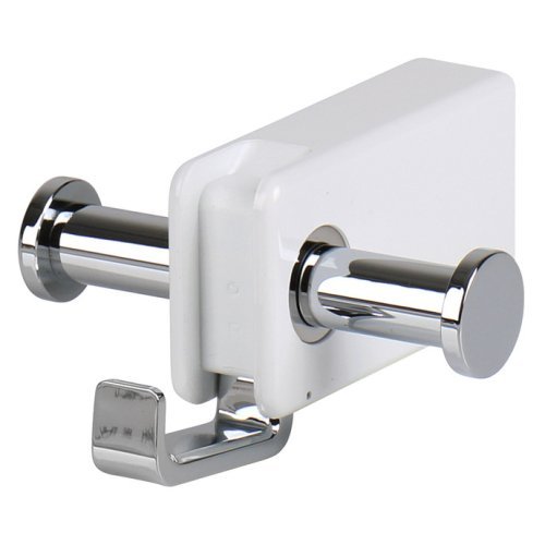 Double round hook, fold-out hooks, 8 x 9 cm, white